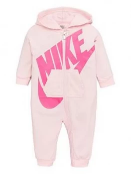Image of Nike Sportswear Baby Girls All Day Play Full Zip Hooded All In One - Pink, Size 6 Months