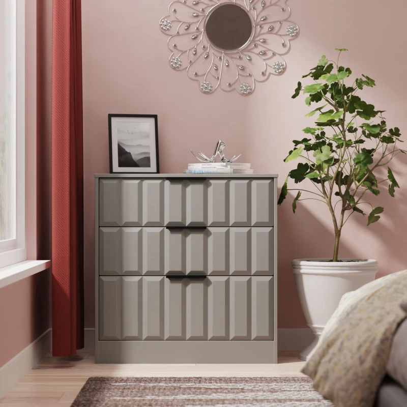 Image of Ready Assembled 2 U Seattle 3 Drawer Deep Chest (Ready Assembled) in Grey Size: Medium Grey Unisex Medium