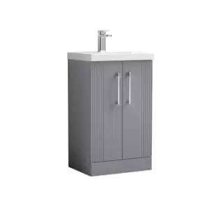 image of Nuie Deco 500mm Floor Standing 2 Door Vanity & Basin 1 - Satin Grey