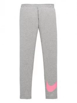 image of Nike Girls NSW Favorites Swoosh Tight - Grey/Pink, Size L, Women