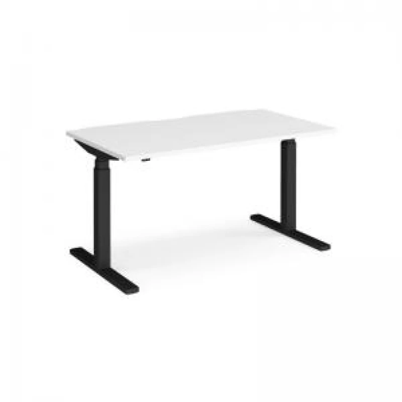 Image of Elev8 Height Adjustable Desk Rectangular Desk 1400mm White Tops With Black Frames Elev8 Touch White EVT-1400-K-WH