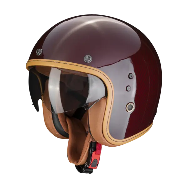 Image of Scorpion Belfast Carbon Evo Solid Red Jet Helmet XS