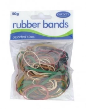 image of County Rubber Bands Coloured 50gm