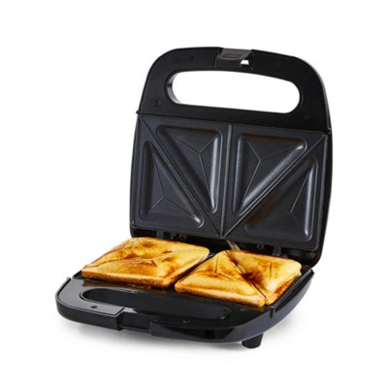 Image of Geepas Toastie Maker 2 Slice Sandwich Toaster Non-Stick Machine Easy Clean 750W Metallic Silver unisex