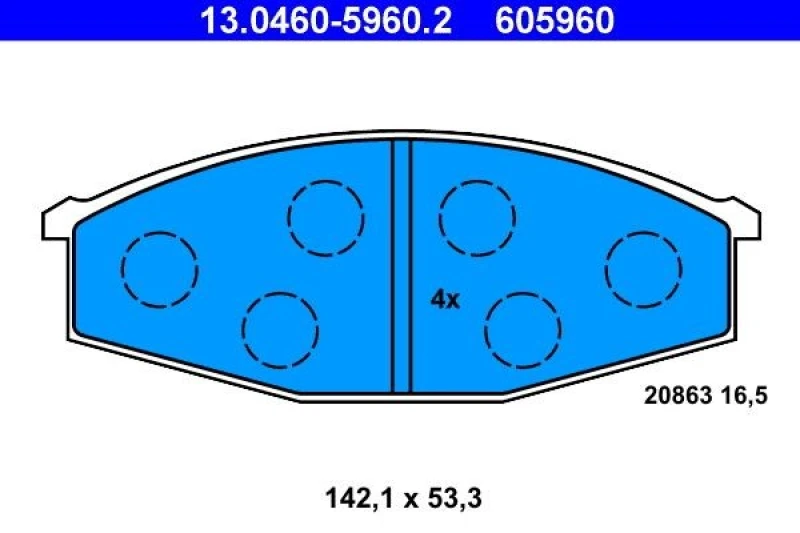 Image of ATE 13.0460-5960.2 Brake pad set excl. wear warning contact Brake Pad Set,disc brake (402)