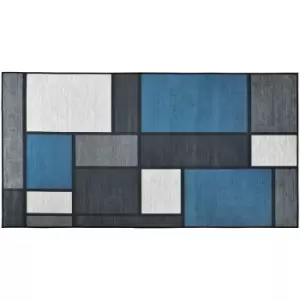 image of HOMCOM Boho Geometric Blue Area Rugs for Bedroom, Home Large Carpet, 80x150cm - Blue