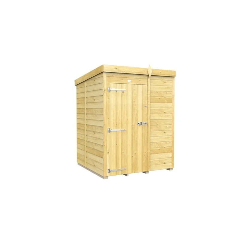 Image of Buttercup Farm 5 x 5 Feet Pent Shed - Single Door W/O Windows - L147 x W158 x H201cm in Brown Brown Unisex