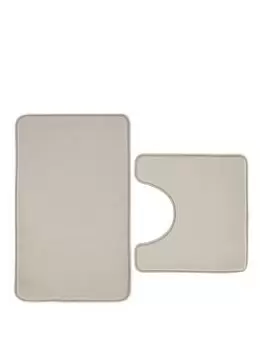 Image of Catherine Lansfield Anti Bacterial Memory Foam Bath Mat & Pedestal Mat Set