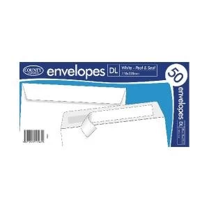 Image of DL White Peel and Seal Envelopes 50 Pack of 20 C504