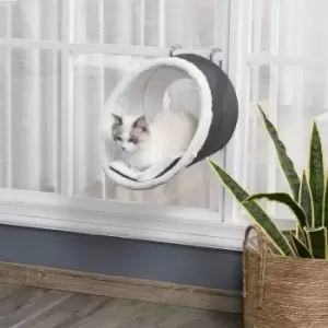 Image of PawHut Windowsill Mounted CatHouse w/ Removable Flannel Carpet - Grey