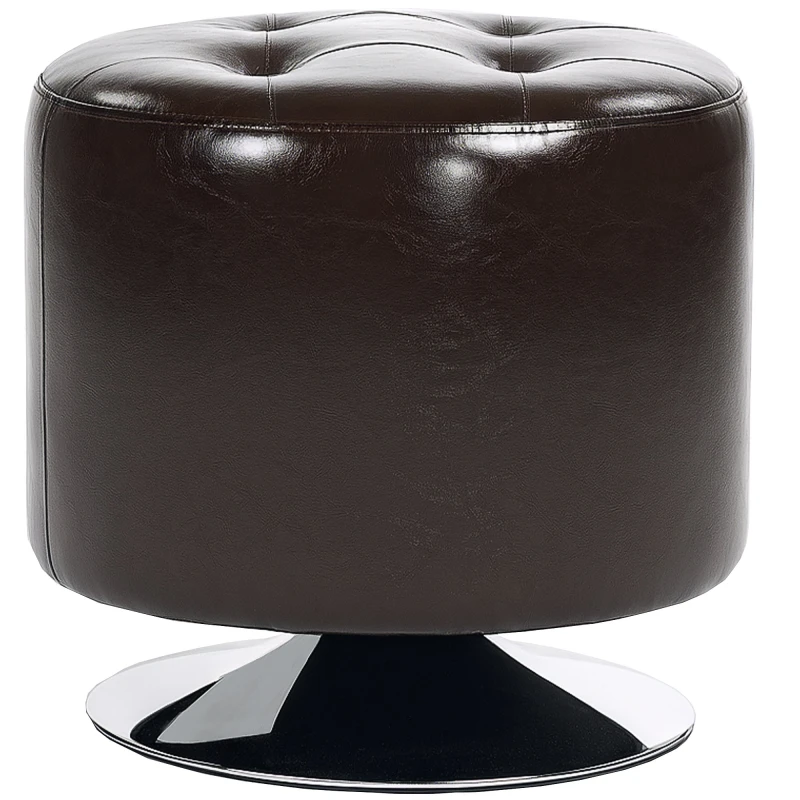 Image of HOMCOM 360° Swivel Foot Stool PU Footstool with Thick Padding Brown Brown