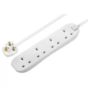 Image of Masterplug 4 Socket 13A White Extension Lead, 8M