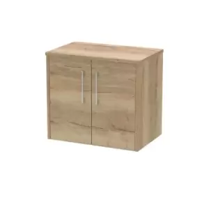 Image of Hudson Reed Juno 600mm Wall Hung 2 Door Vanity & Worktop - Autumn Oak