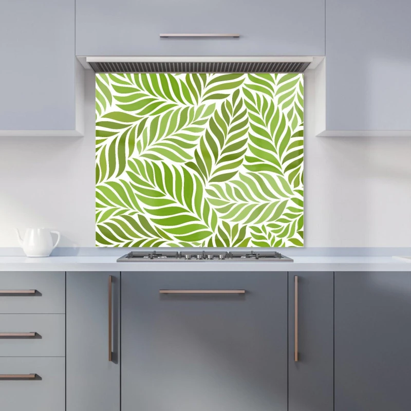 Image of Warren Reed - Designer Green Leaf Pattern Kitchen Splashback Size: 600mm x 750mm Green Unisex 600mm x 750mm
