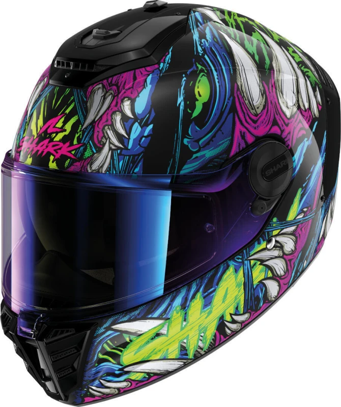 Image of Shark Spartan RS Shaytan Helmet, black-green-blue, Size 2XL for Men