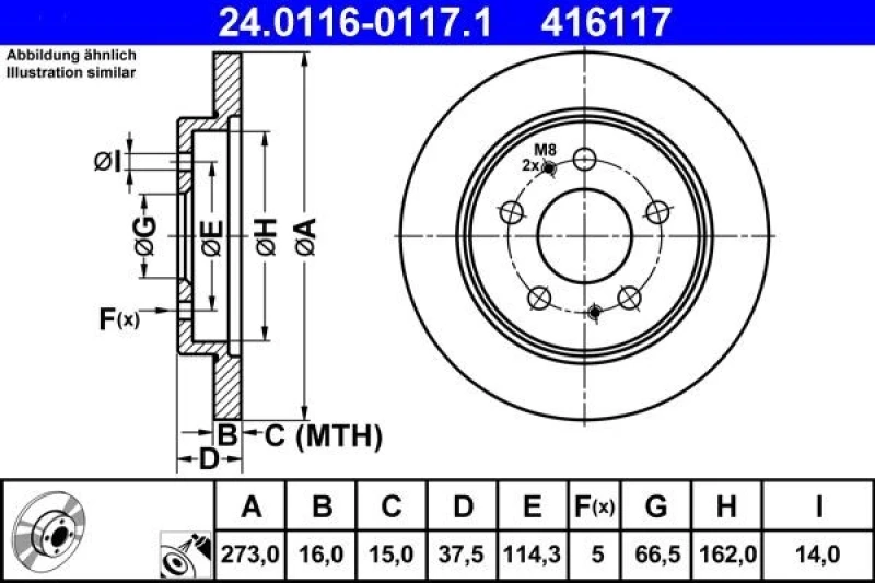Image of ATE 24.0116-0117.1 Brake disc solid, Coated Brake Disc (82)