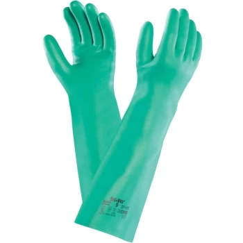 Image of 37-185 Solvex Green Nitrile Gloves - Size 10 - Ansell