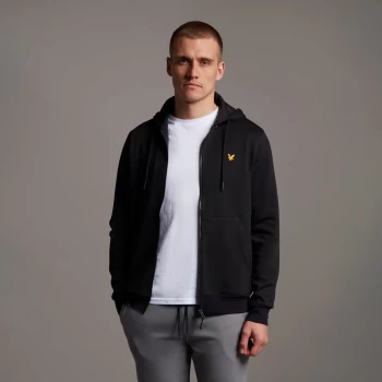 Image of Mens Full Zip Fly Fleece Hoodie - True Black - L
