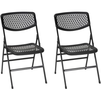 image of Ultra Comfort Plastic Folding Garden Chair Commercial XL Black 2 Pack - Cosco