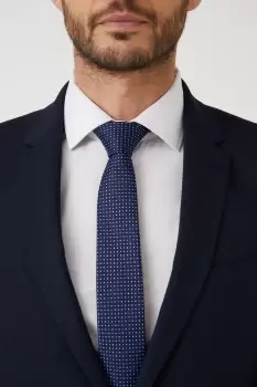 image of Mens Navy And Blue Ditsy Spot Slim Tie