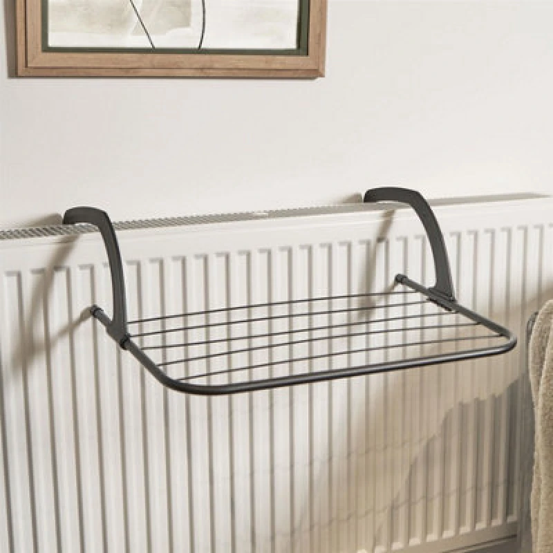 Image of OHS OHS Pack Of Over Radiator Clothes Airer Foldable Clothes Towel Rail Holder Rack Dryer Hanger in Black One Size Unisex 5027434216192