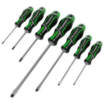 image of Sealey AK4325HV Screwdriver Set 7pc GripMAX - Hi-Vis Green