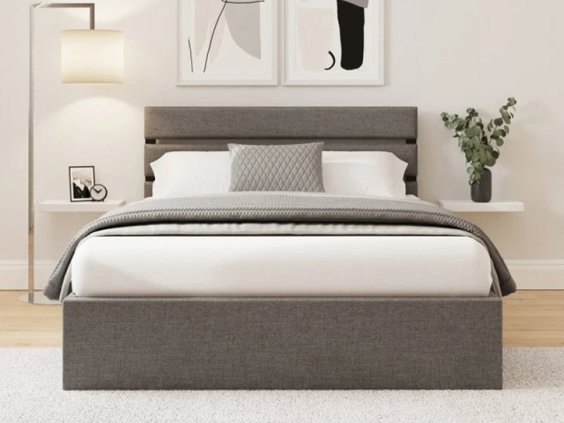 Image of GFW Hudson Grey Fabric Ottoman Bed Frame - 5ft King Size
