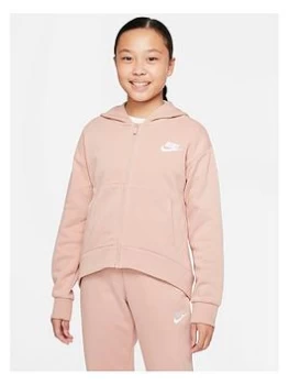 Image of Nike Older Girls Nsw Club Fleece Full Zip Hoodie - Light Pink, Size L=12-13 Years, Women