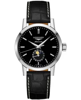 image of Longines Heritage 1832 Black Dial Black Leather Strap Mens Watch L4.826.4.52.0 L4.826.4.52.0