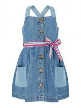 image of Monsoon Girls Daisy Denim Dress - Blue