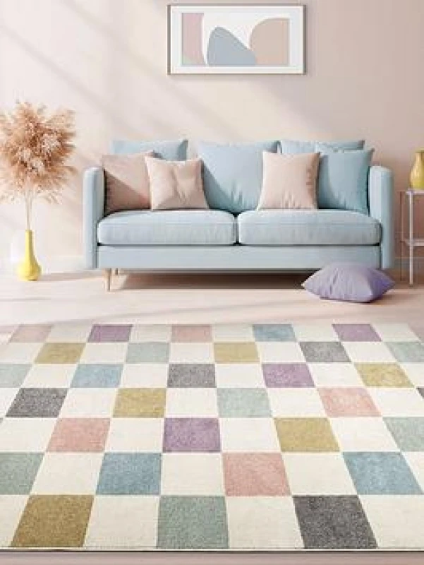 Image of Homemaker Echo Chequer Pastel Rug Persian Rugs 80x150cm Multi 41582299001