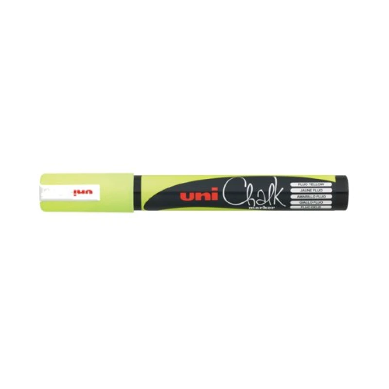 Image of Uni-Ball Uni-Ball UniChalk PWE5M Glass Marker Bullet Tip Fluorescent Yellow (Pack of 6) 264622000 264622000