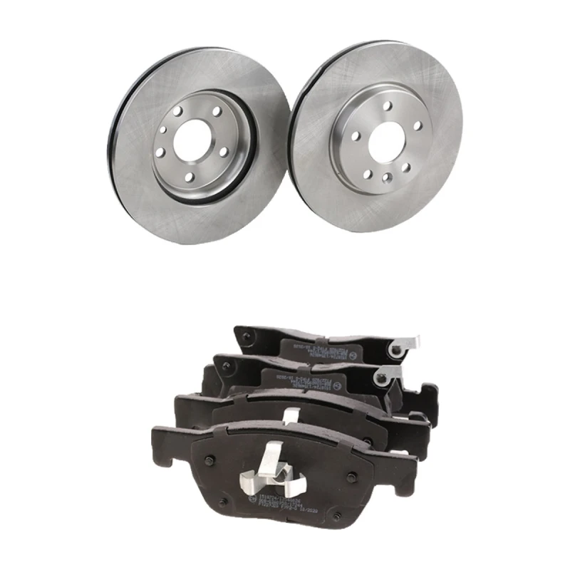 Image of RIDEX 3405B2538 Brake disc and pads set Front Axle, Brake Disc Type: internally vented, with acoustic wear warning Brake Set,disc brakes (3405)