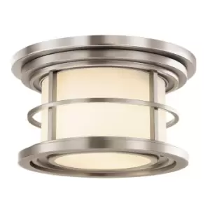 Image of Outdoor IP44 2 Bulb Flush Light Brushed Steel LED E27 40W