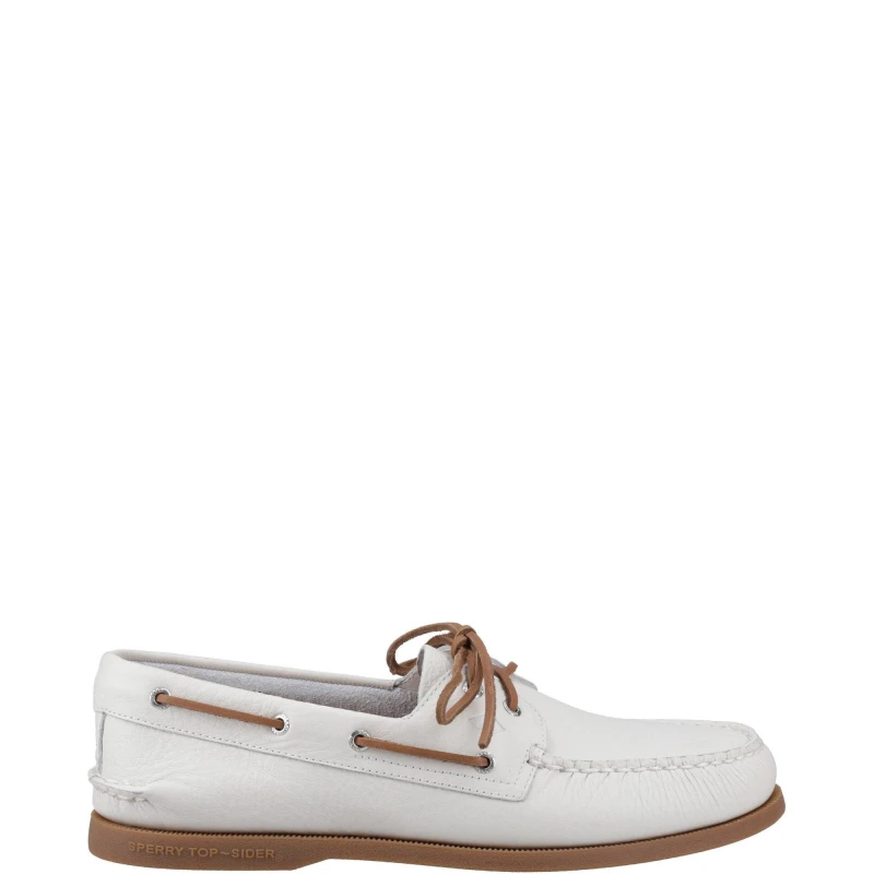 Image of Sperry Men Authentic 2 Eye Boat Shoe in White Size: 11 White 11 Male 627756016194