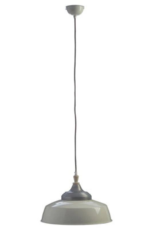 Image of Orsina Large White Pendant Light, Bowl Shaped Iron Shade With Wooden Holder, Adjustable Ceiling Light Fixture