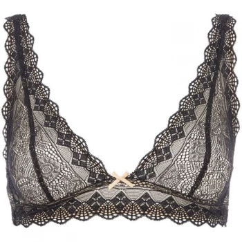 Heidi Klum Geometric Lace plunge soft cup bra - Black