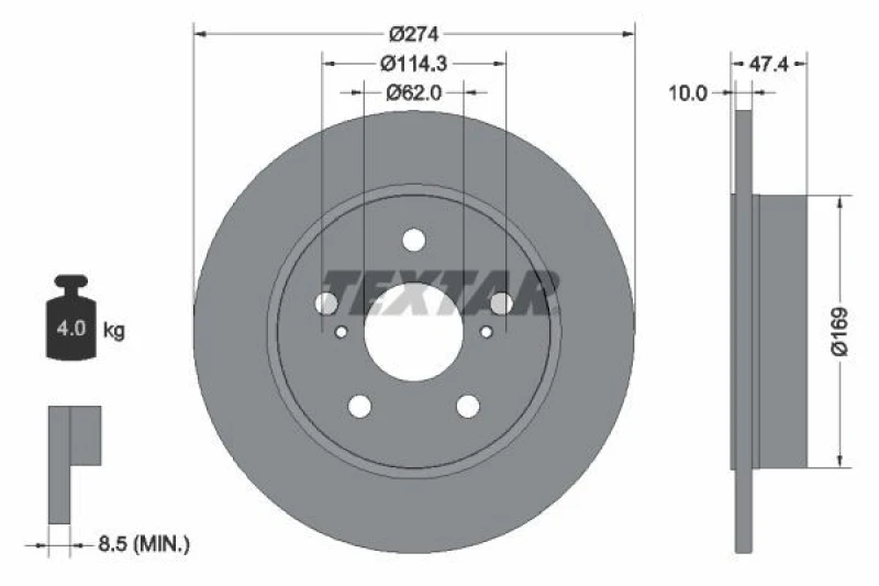 Image of Brake disc TEXTAR 92321103