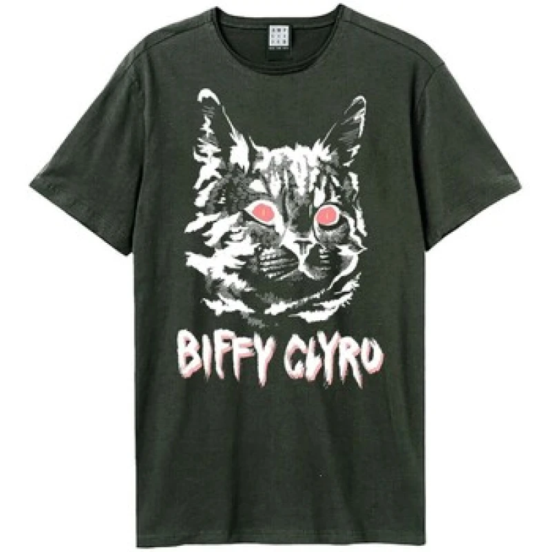 Image of Amplified Amplified Men Black Cat Biffy Clyro T-Shirt in Charcoal Size: X-Small Charcoal XS Male 5063574151573