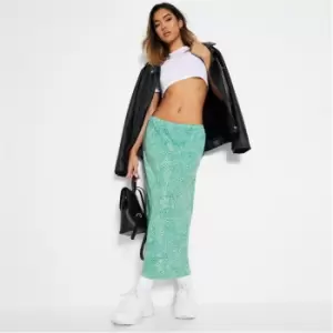 Image of I Saw It First Polka Dot Low Rise Midi Skirt - Green