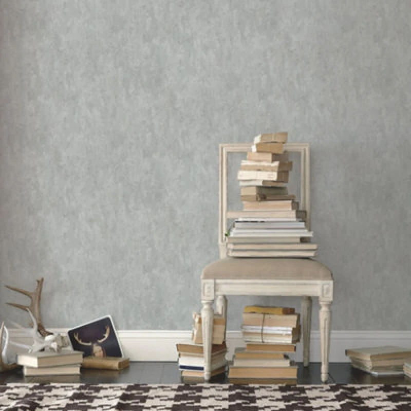 Image of Galerie Nostalgie Silver Grey Distressed Wall Smooth Wallpaper