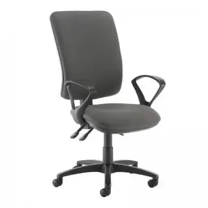 Image of Senza extra high back operator chair with fixed arms - Slip Grey