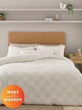 image of Catherine Lansfield Cosy Checkerboard Boucle Duvet Cover Set