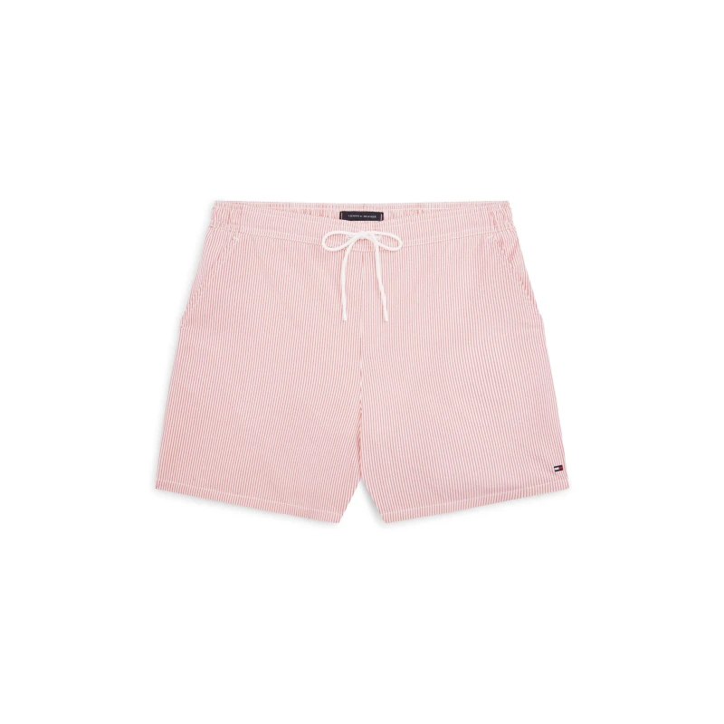 Image of Tommy Hilfiger Ithaca Medium Seersucker Drawstring Swimshort TerraRed/Ecru male S