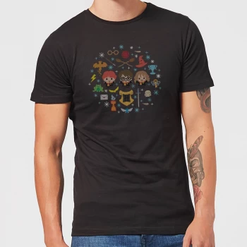 Image of Harry Potter Characters Mens Christmas T-Shirt - Black - 3XL - Black