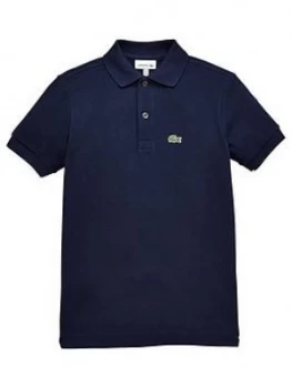Image of Lacoste Boys Short Sleeved Classic Pique Polo, Navy, Size 10 Years