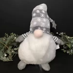 image of 55cm Bearded Sitting Christmas Gonk with Star Tipped Snowflake Hat in Grey & White