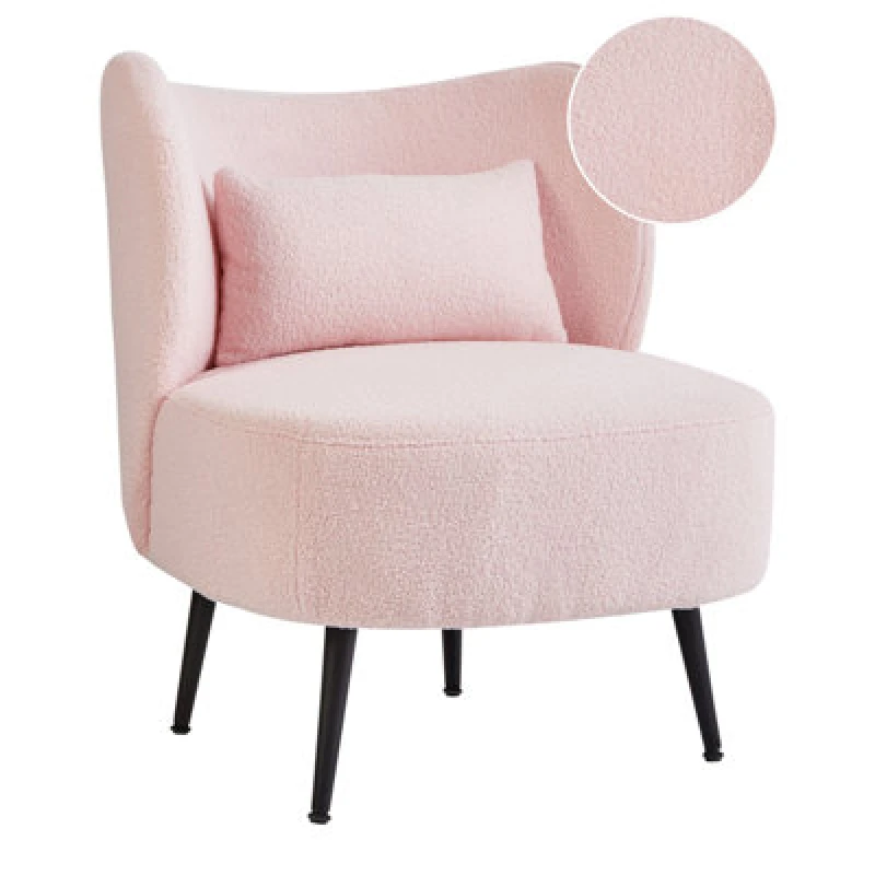 Image of Beliani Boucle Armchair Pink Otsby