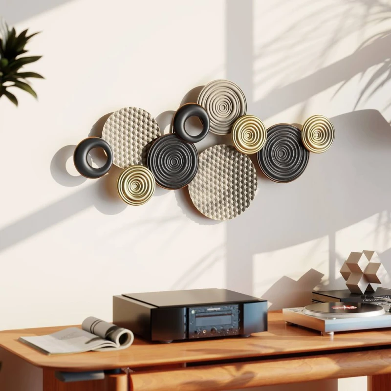 Image of HOMCOM Metal Wall Art, Large 3D Wall Sculpture for Living Room Dining Room in Khaki Khaki Unisex