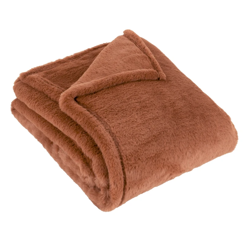 Image of Furn Furn Kallu Double-Sided Faux-Fur Throw in Orange Size: 150cm x 200cm Orange 150cm x 200cm Unisex 5025532815040